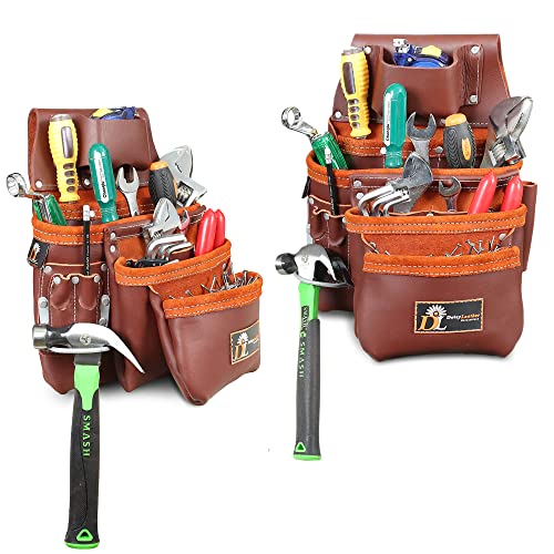 Daisy Leather Tool Belt, Pro-303 Premium Leather Oil Tanned 27 Pockets Heavy Duty Tool Pouch, Leather Tool Belt, Tools Organizer For Electrician, Carpenter, Construction And Framer Tools, X-Large #TOP3