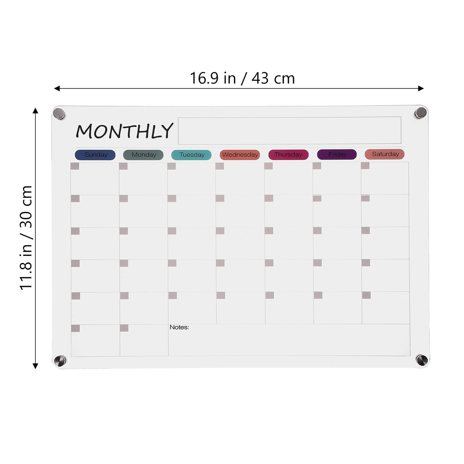 Gatuida Lavagna Calendario Mensile Acrilico Trasparente Magnetica Planner Secco Riutilizzabile per Frigorifero Scrivibile e Cancellabile per Cucina e Ufficio