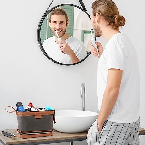heouvo-Travel-Toiletry-Bag-for-Men-Waxed-Canvas-Leather-Dopp-Kit-Double-Layer-Makeup-Bag-Water-Resistant-for-Cosmetics-Toiletries-Shaving-Kit-Bathroom-Traveling-Essentials-Large-Capacity-Gray