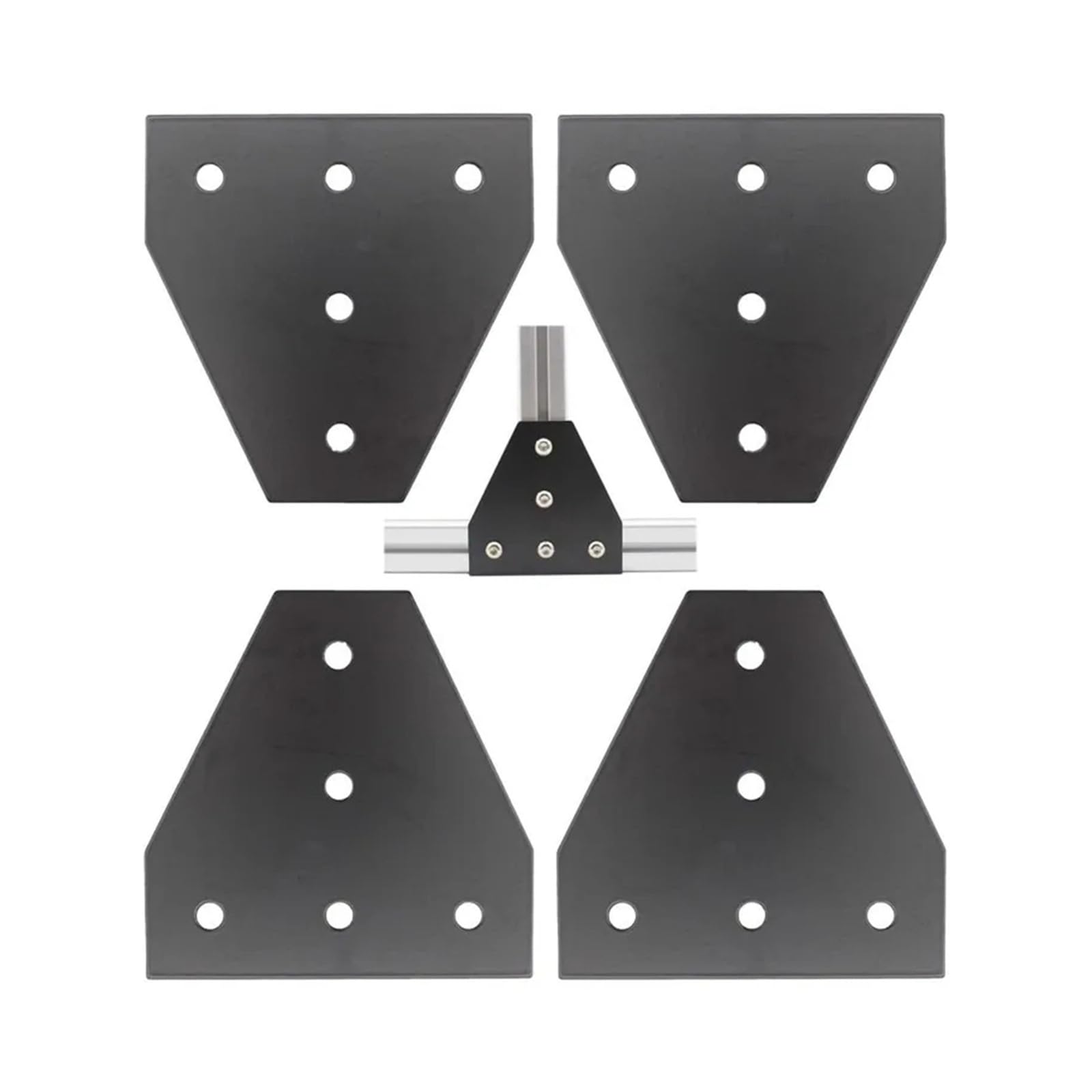 Plaque d'angle 4040 pour imprimante 3D et CNC, kit de fixation externe noire 5 trous pour châssis
