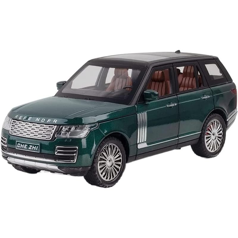 Image of PINQUE Kids New Car 1:24 Refender Diecast Alloy Metal Pull Back Car with Openable Doors Music Sound and Light Vehicle Toy Car for Boys (Green)
