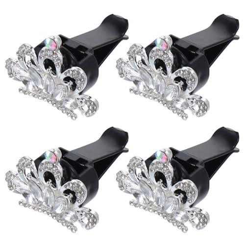 BYOBYO 4 Pcs Crown Shape Air Fresheners - Rhinestone Car Air Vent Clips 1.6x1.2inch Decoration