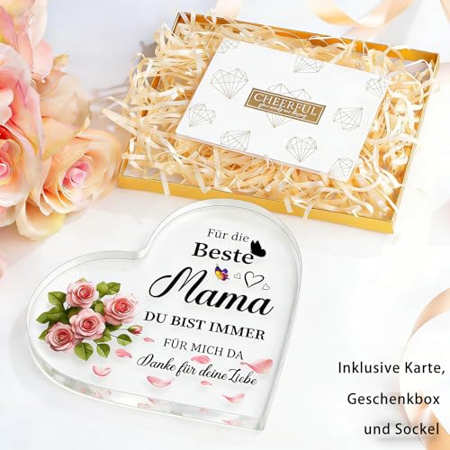 XIANNVXI Muttertagsgeschenk Mama Geschenk, Geburtstagsgeschenk für Mama Geschenke, Muttertag Geschenk für Mütter von Tochter Sohn, Beste Mutter Geschenke, Herzförmige Heimat Dekoration aus Acryl