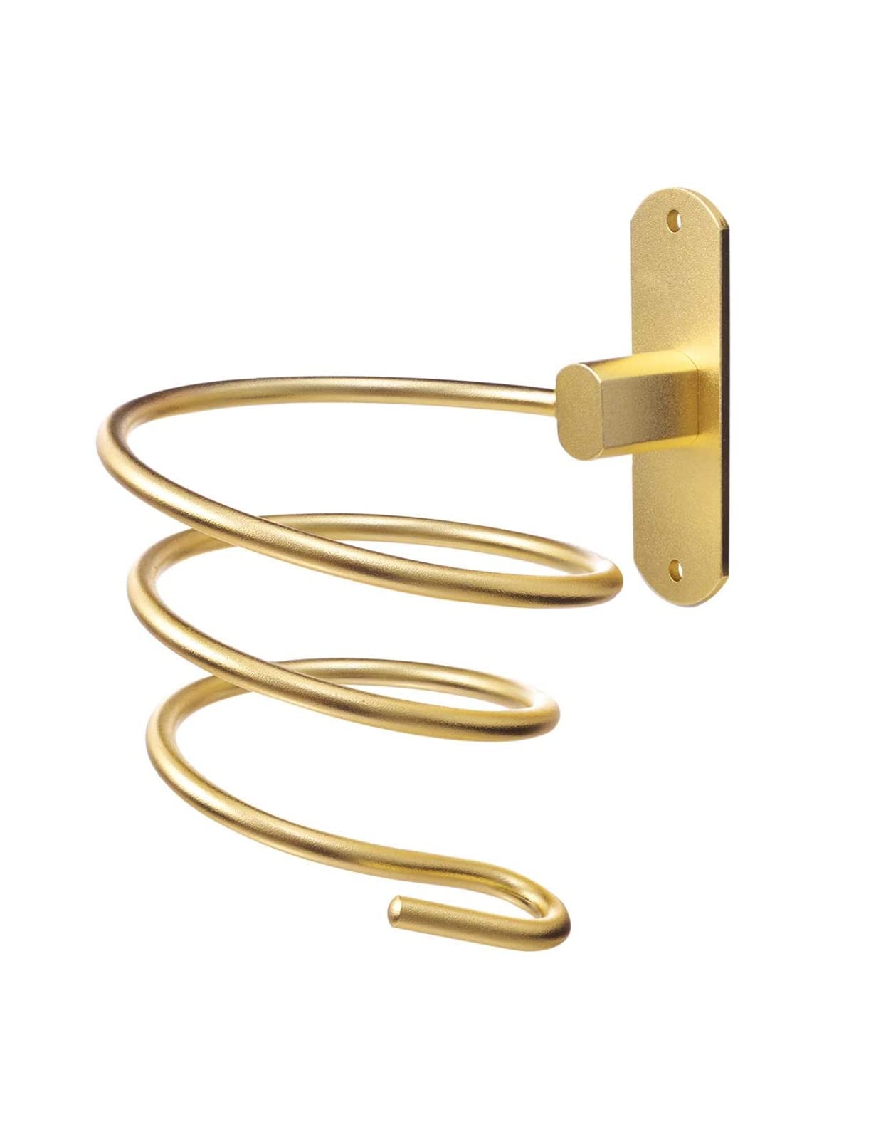 Hair Dryer Holder Wall Mounted Organizer Spiral Blow Dryer Holder Stand Rack Aluminum Bathroom Shelf Storage Bathroom Accessory Wall Shelf (Golden)