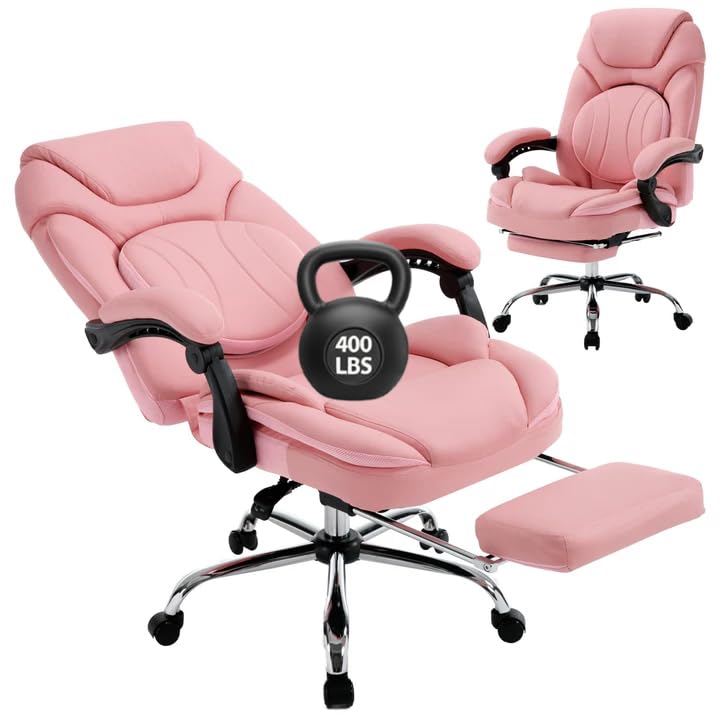 Wide Comfy Reclining Office Gaming Chair with Foot Leg Rest for Women