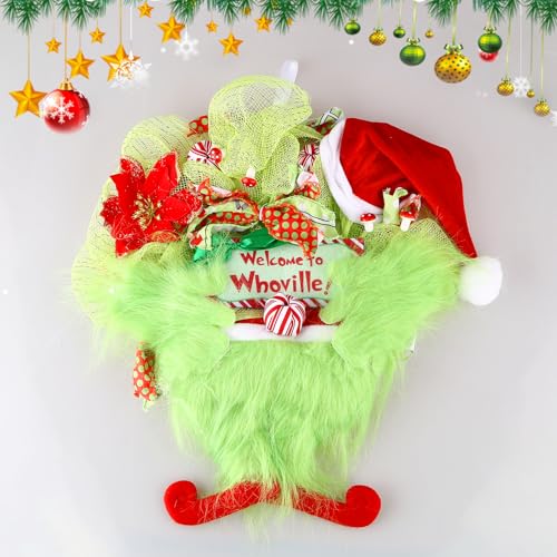 Christmas Wreath 18 Inch Christmas Front Door Decoration Wreath for Indoor Outdoor Holiday Garland for Porch Window Wall Xmas Tree Fireplace Mantel