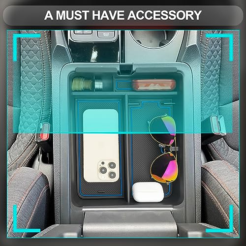 Image of CDEFG 2023 2024 2025 Pilot Center Console Organizer Tray for 2023-2025 Honda Pilot Touring Sport EX-L Elite TrailSport LX Middle Console Storage Box 2024-2026 Ridgeline / 2024-2026 Passport (Blue)