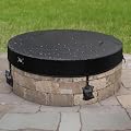 Cupick Outdoor Fire Pit Cover, In Ground Firepit Covers Round with Sandbag, 600D Heavy Duty Waterproof and Tear-Resistant, Windproof, Suitable for 51-56 Inch Round Built in Stone Firepits, Black