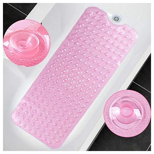 Cozy Basic - Alfombrilla larga para bañera (antideslizante, con ventosas, 40 x 100 cm), color rosa