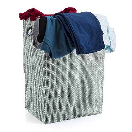Minky Fabric Laundry Basket, Clothes Foldable Hamper with Lid, Waterproof Lining, Rope Handles, Lightweight, 40 x 30 x 60 cm - Image 3