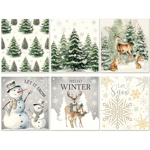 Ferrochef 6 Pcs Christmas Swedish Kitchen Dishcloths Watercolor Christmas Tree Kitchen Towels Winter Xmas Reusable Cotton Absorbent Dish Towels for Bathroom Office Wedding Housewarming 7 x 8 Inch