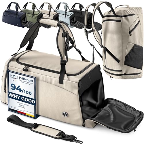 Sportväska Träningsväska + Ryggsäcksfunktion, Skofack, Blötfack | 40L / 60L Resväska Simväska Fitnessväska Sport Gym...