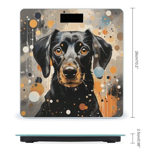 Balanza digital de baño con puntos y perro coloridos miniatura 2
