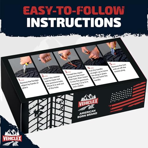 Image of Vehiclex Flat Tire Repair Plugs 120pcs - Heavy Duty Refill Pack, Plug and Patch Kit for Emergency Repairs, Black (Pack of 2)