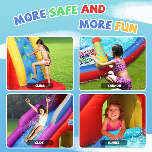 ACTION AIR Inflatable Water Slide, Red Shark Bounce House with Slide for Wet and Dry, Playground Sets for Kids Backyard, Water Spray, Water Pool, Durable Sewn with Extra Thick Material - Image 4