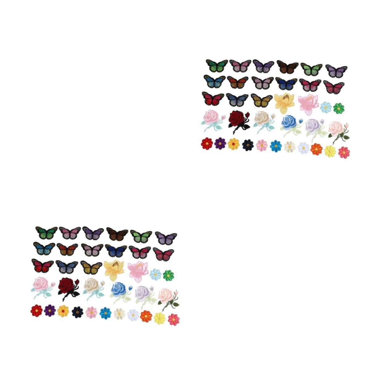DOITOOL 2 Set Toppe Ricamate Decorative Per Abbigliamento Farfalle E Adesivi Termoadesivi Per Jeans Vestiti Articoli Fai Da Te Facile Da Applicare Cucitura 36 Pezzi*2
