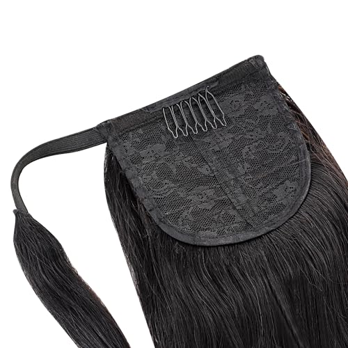 Image of 100% Remy Human Hair Ponytail Hair Extension - Instant Volume and Length Boost with Easy Clip-On Design Size 16 Inch