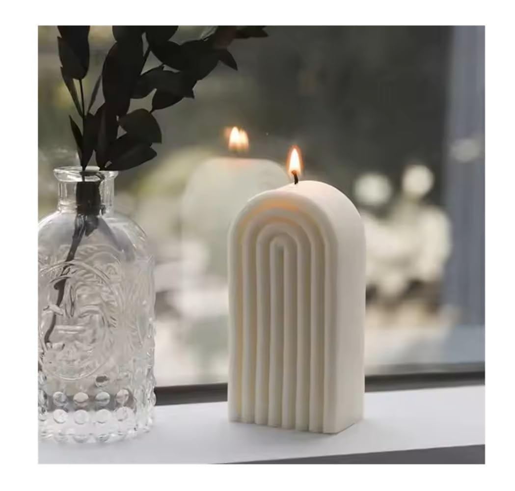 SPHINX Candles for Decoration | Soy Wax Scented Candles | Smokeless Aroma Candle for home decor,Diwali,Housewarming|Trousseau,Gift-Ready,Long Burning,Smoke-Free- (White-Freesia-rainbow Arch Shaped)