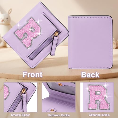 Image of Birthday Gifts for Teen Girl Kids Wallet Girl Wallets Small Initial Rfid Wallet Teen Girls Gift Preppy Stuff for Girls Purple R