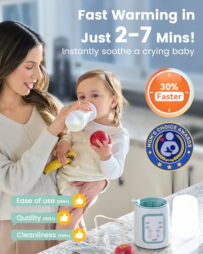 Image of Grownsy Baby Bottle Warmer, 8-in-1 Fast Baby Milk Warmer with Timer for Breastmilk or Formula, Accurate Temperature Control, 24H Keep, Food Heater&Defrost BPA-Free Bottle Warmer for All Bottles- Green