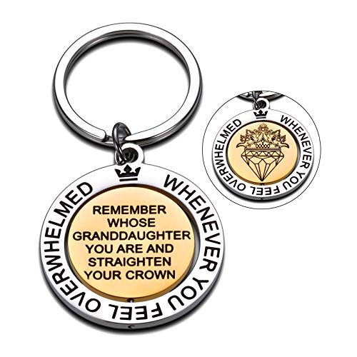 Granddaughter Inspirational Gifts Keychain for Women Daughter Friend Birthday 2021Class Graduation Christmas Engraved Keyring Back-to-School Coming-of-age Present for Her Girl Teen