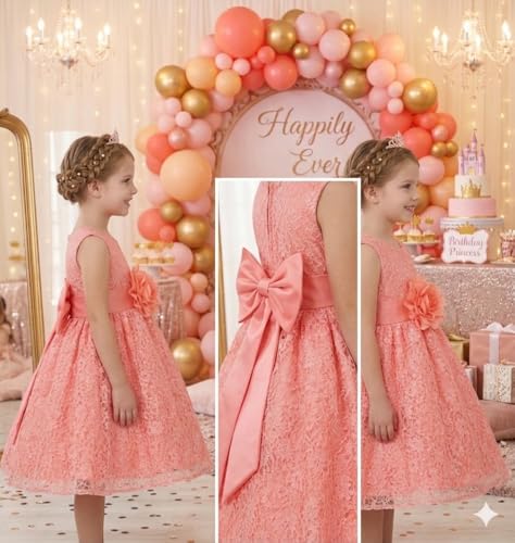 Image of Baby Girl's Poly Satin Flower Net Summer Knee Length Frock Kids Wear Birthday Dress
