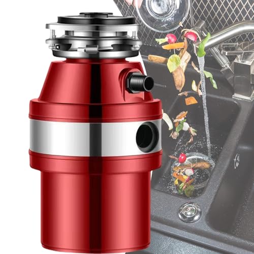 Triturador de Basura, recogedor de Alimentos, triturador de residuos domésticos de Cocina, 2800 RPM, Acero Inoxidable, Sistema de trituración, Apto para Diversos residuos domésticos de Cocina (Rojo)