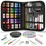 Sewing Kit, Coquimbo Portable Mini Sewing Kit for Beginner, Traveler and Emergency Clothing Fixes, DIY Sewing Supplies & Sewing Accessories with Black Carrying Case (Black, L)