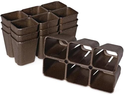 Gardener's Supply Company Gardener's Best ECO XL - Bandeja de siembra de 6 celdas, juego de 4, bandeja de semillas ecológica, hecha con fibras