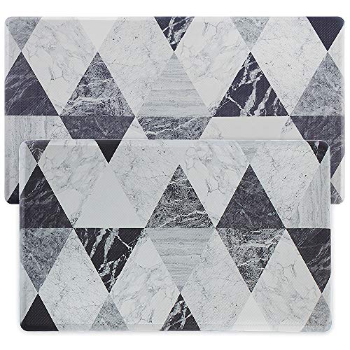 Asvin Kitchen Mat Set of 2 Pieces, Anti Fatigue Cushioned Kitchen Rug for Floor, Non-Slip PVC Waterproof Heavy Duty Sink Mat for Home, Office, Laundry, 18"x30"+20"x36"