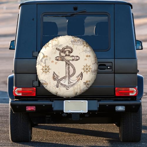 Image of Nautical Anchor Spare Tire Cover Wheel Protectors Tyre Covers Weatherproof Wheel Covers Universal Fit for Trailer Rv SUV Truck Camper Travel Trailers 15 inch