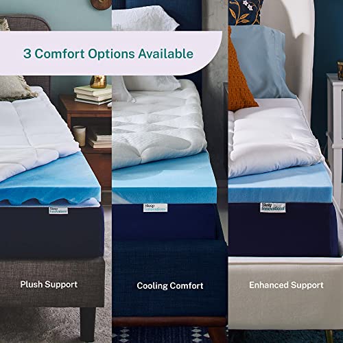 Sleep Innovations Cooling Comfort Gel Memory Foam Dual Layer Mattress Topper, 4 Inch, Full Size, Pillow Top Cover #TOP7