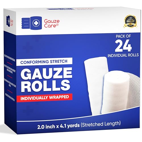 Gauze Rolls 2 inch Pack of 24 Premium Quality Lint and Latex-Free Rolled Gauze 2 inches x 4.1 Yards - Conforming Stretch Bandages Designed for Effective Wound Care & Comfort