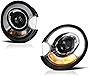 [For 2007-2015 Mini Cooper R55 R56 R57 Halogen Model] OLED Neon Tube Black Housing Projector Headlight Headlamp Assembly, Driver & Passenger Side