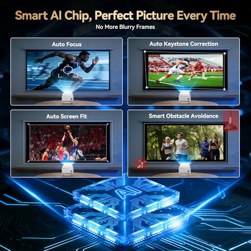 Image of Outdoor Projector with Netflix Built-in, 4K Support Smart Projector 3500 Brightness with WiFi and Bluetooth, Auto Focus & Keystone, 360Rotatable Stand Portable Movie Projectors for Home Theater