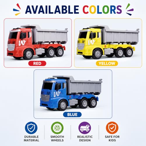 Image of ZOOBIE Heavy Duty Friction Powered 1:10 Jumbo Dumper Truck - Big Construction Tipper Toy for Kids, Durable & Non-Toxic with Storage Dump (Red)