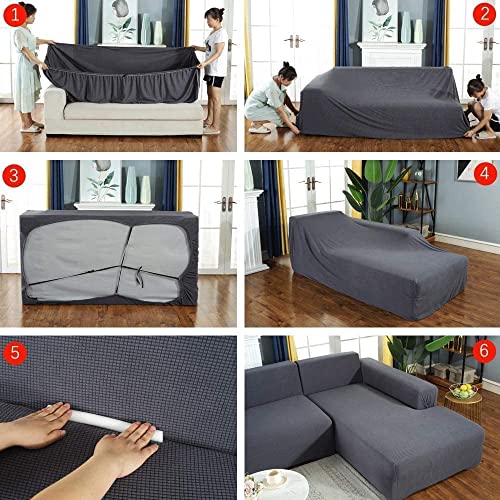 BOLUXIU Sofabezug, Eck Stretch-Sofabezug Stretch Sofabezug für 1/2/3/4 Sitzer(L-förmiges Ecksofa erfordert Zwei) (2 Sitzer:145-185cm, Grau)