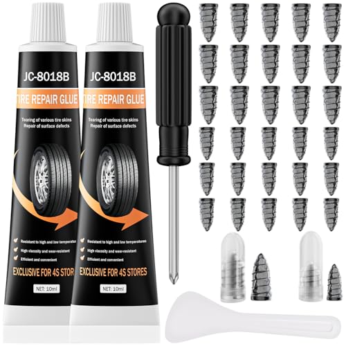 10ML*2 Tire Repair Glue 30PCS Tire Repair Rubber Nails,