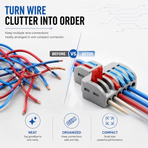 Image of XELYTON Wire Clip Connector, Universal Connection Terminals, Circuit Inline Splices Electric Connectors, Quick Connect & Freely Assemble Electrical Splicing Kit for Compact (2 in 6 Out, 3)