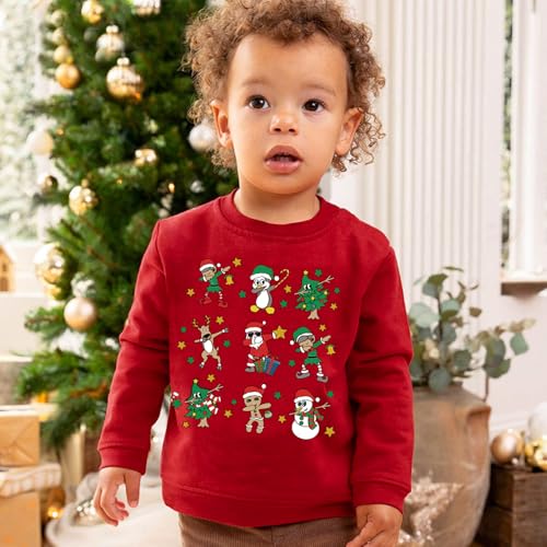 CM-Kid Toddler Boys Sweatshirt Christmas Sweater Shirt Kids Santa Claus Reindeer Pullover Long Sleeve Xmas Top Size 2-7T2