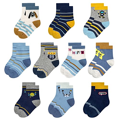YSense Baby Socken 10 Paar Kinder Mädchen Socken für 1-3 Jahre, Baumwolle Baby Jungen Mädchen Socken Kleinkind Socken Cover
