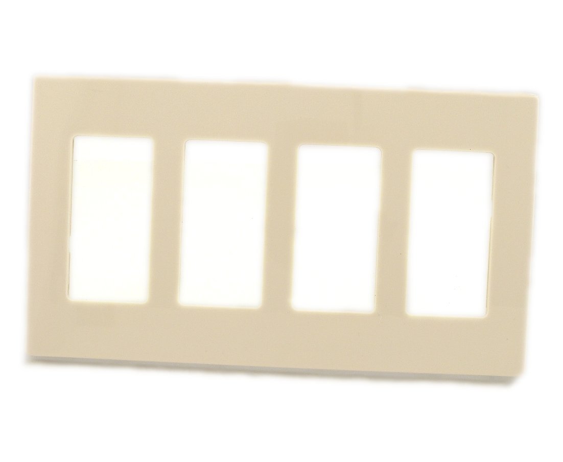 Leviton 80312-ST 4-fach Decora Plus Wandplatte, schraubenlos, Snap-On-Halterung, helles Mandel