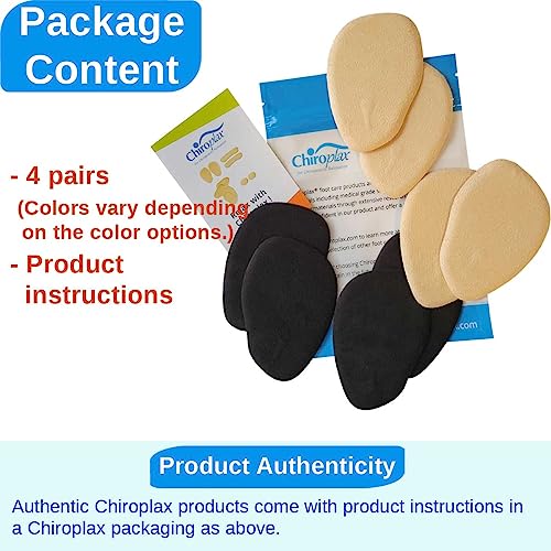 Chiroplax High Heel Cushion Inserts Pads (4 Pairs) Suede Ball Of Foot Forefoot Metatarsal Anti Slip Shoe Insoles For Women (Beige+Black, Normal Thickness) #TOP5