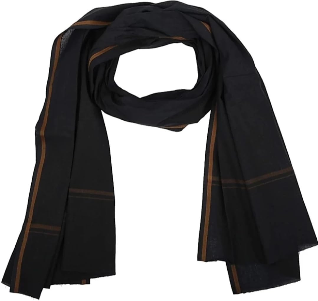 Striped Pure Cotton Men & Women Scarf ()_BZ_DH BLACK-image-24
