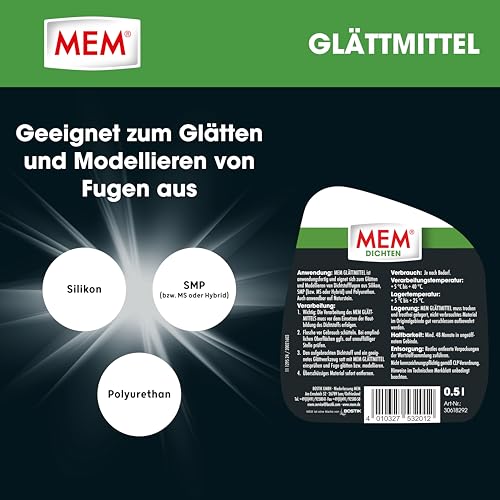 MEM Glättmittel zum Glätten und Modellieren von Dichtstofffugen, Anwendungsfertiges, 500-ml-Spray, Farblos