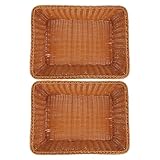 Toyvian Cestas Tejidas para Pan y Frutas 2 Piezas 30x20x10 Cm Color Té Leche Multiusos para Cocina Comedor y Almacenamiento en Hogar