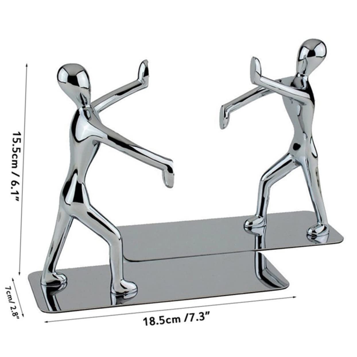 Buchstützen aus Metall in Männchenform, Silber, 1 Paar