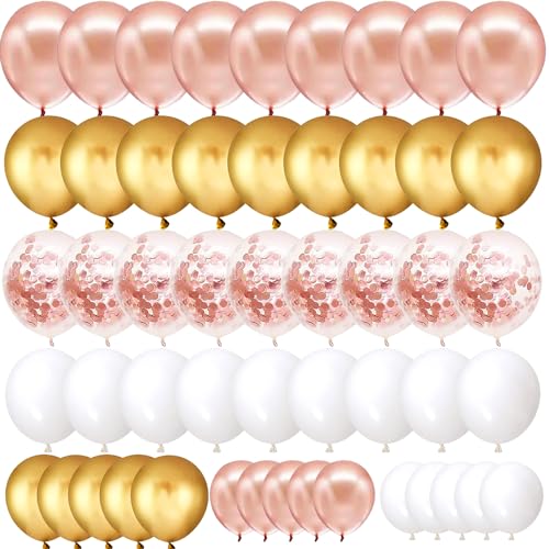 80 Pièces Ballon Rose Gold, Rose Or Dorés Ballons de Baudruche Ballons de Confettis Hélium Latex...