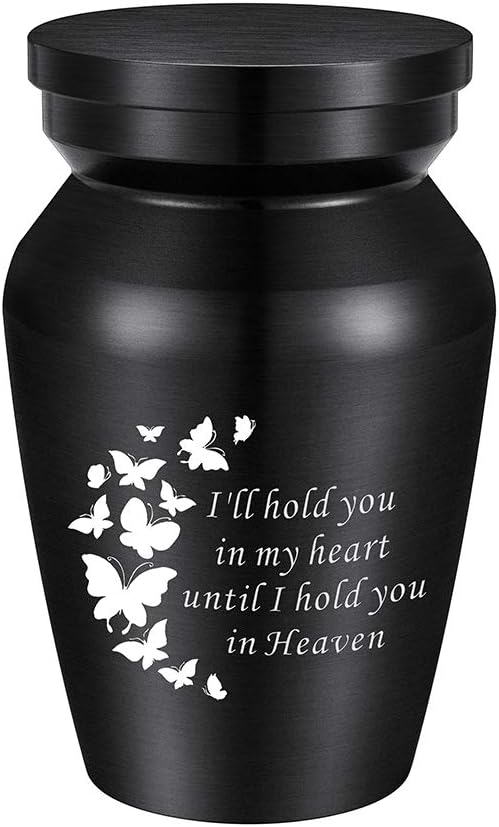 XIUDA Small Cremation Urns for Human Ashes Mini Keepsake Urn Aluminum Ashes Keepsake Memorial Ashes Holder - I'll Hold You in My Heart, Until I Hold You in Heaven