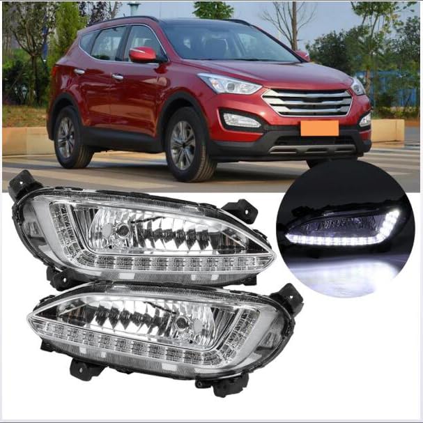 Luces De Circulación Diurna DRL Aptas Para Hyundai Santa Fe IX45 2013 2014 2015 12V Lámpara De Luz Diurna LED Estilo De Coche Blanco 1 Par
